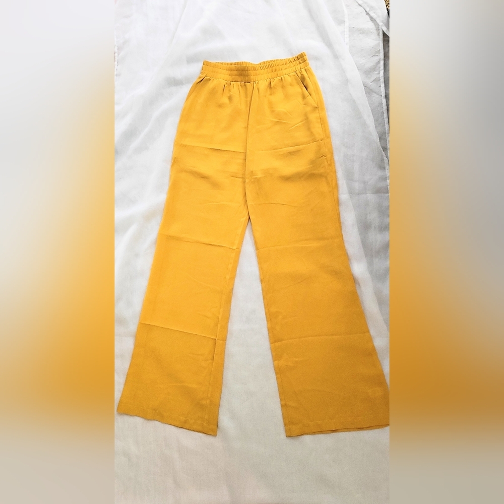 NWOT! Fall Marigold Yellow Palazzo Women's Wide Leg Party Dress Pant Small